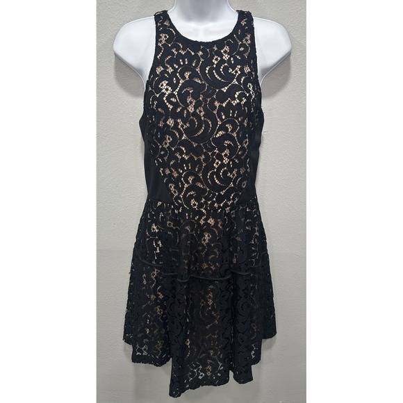 Mossimo Denim Dresses & Skirts - Mossimo Mini Dress Women's Medium Black Knit Shear Lined Boho Chic Geometric